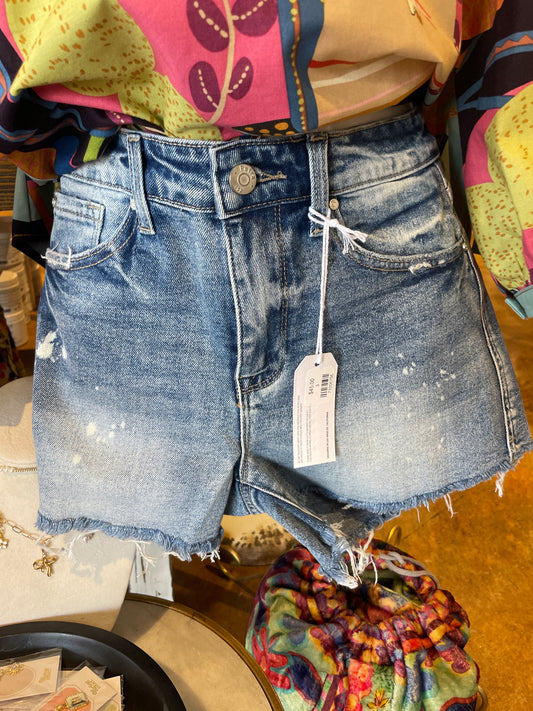 high rise frayed shorts