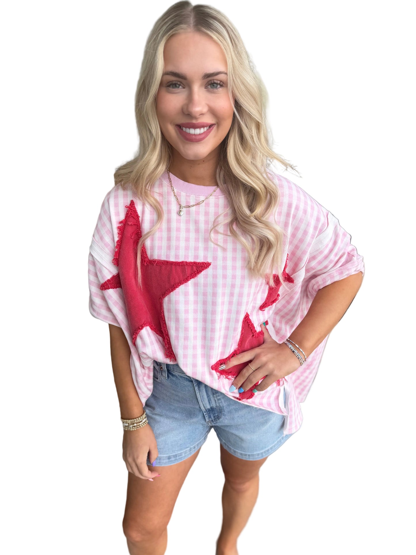 SOLID STARS GINGHAM TOP