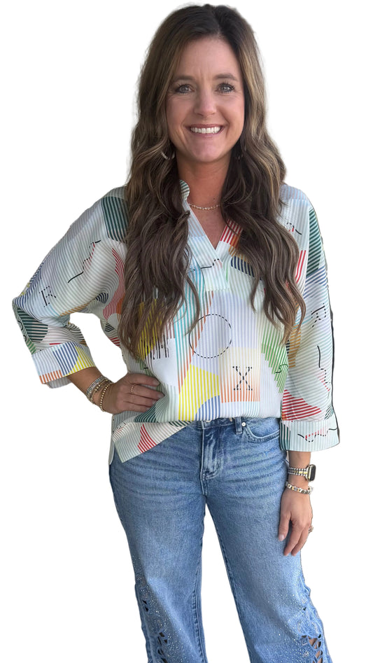 Geo/Stripe blouse