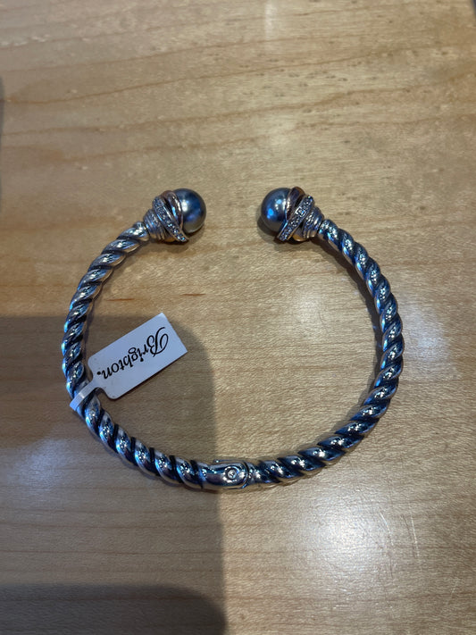 Neptune's Rings Gray Pearl Open Hinged Bangle