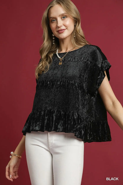 NO LINING CAP SLEEVE TIERED SMOCKED TOP