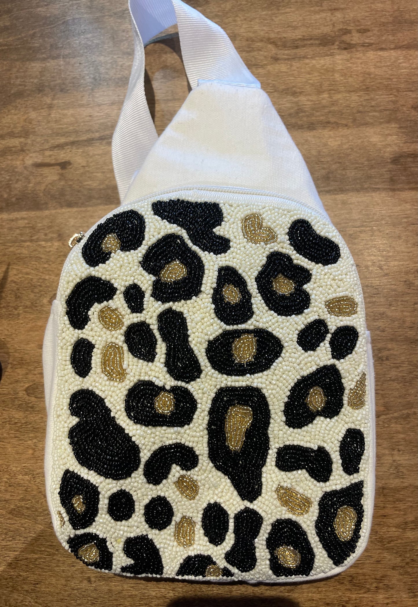 LEOPARD PRINT BEADED FANNY PACK