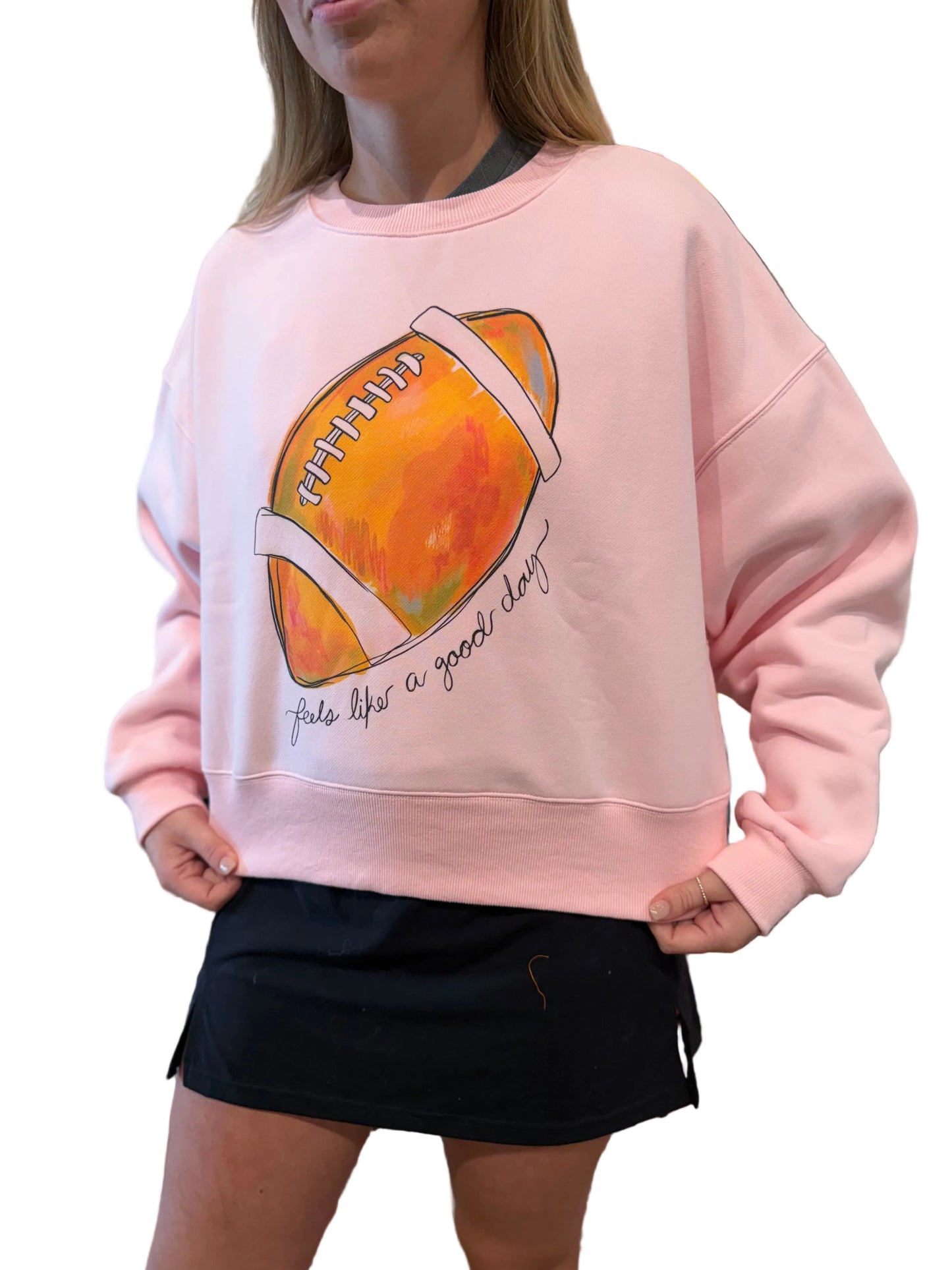 Feels Like A Good Day Football Crop Sweatshirt