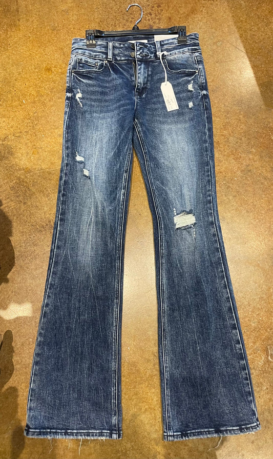 distressed high rise stretch classic bootcut