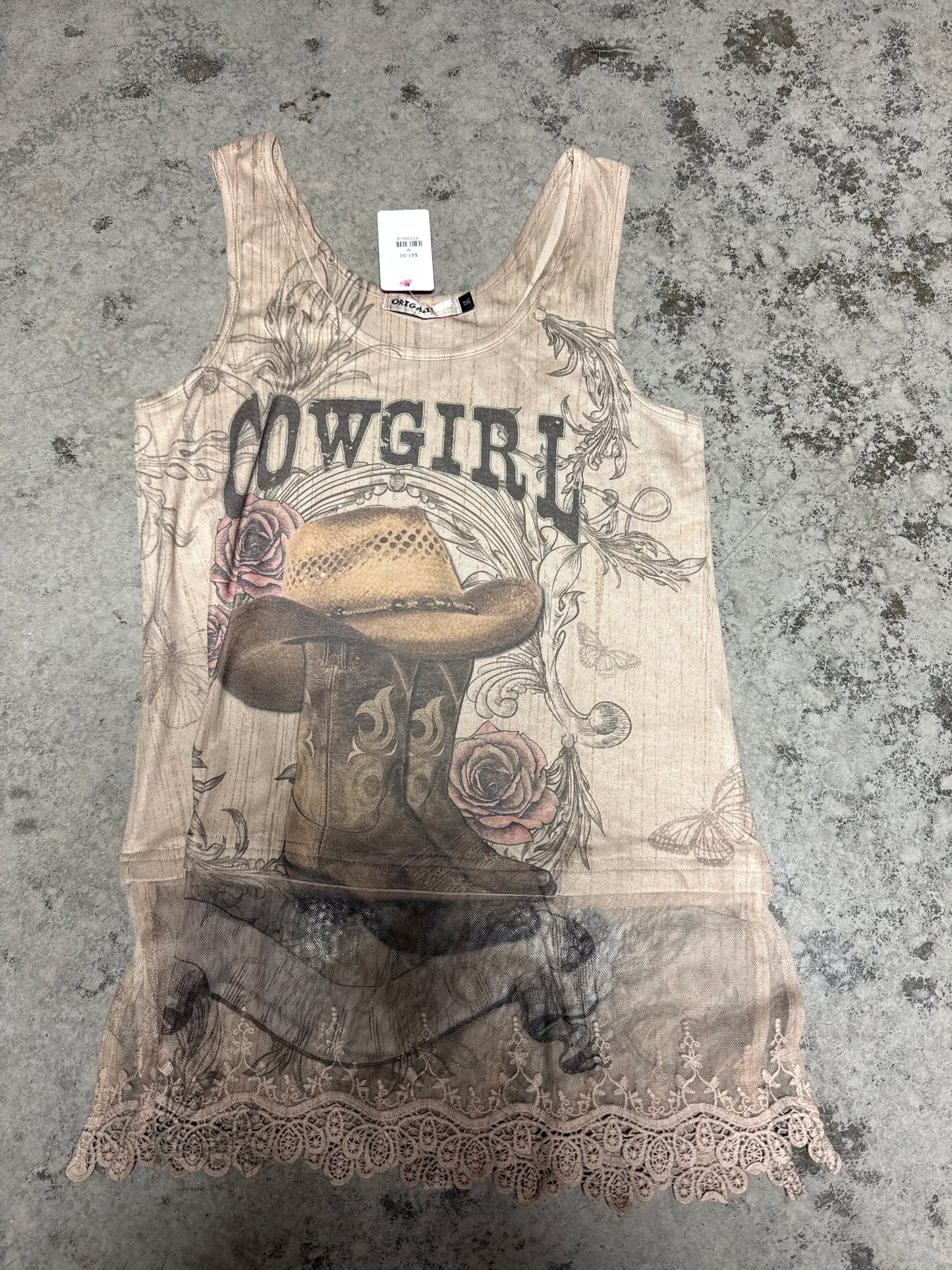 Cowgirl tank top w/ Lace layer