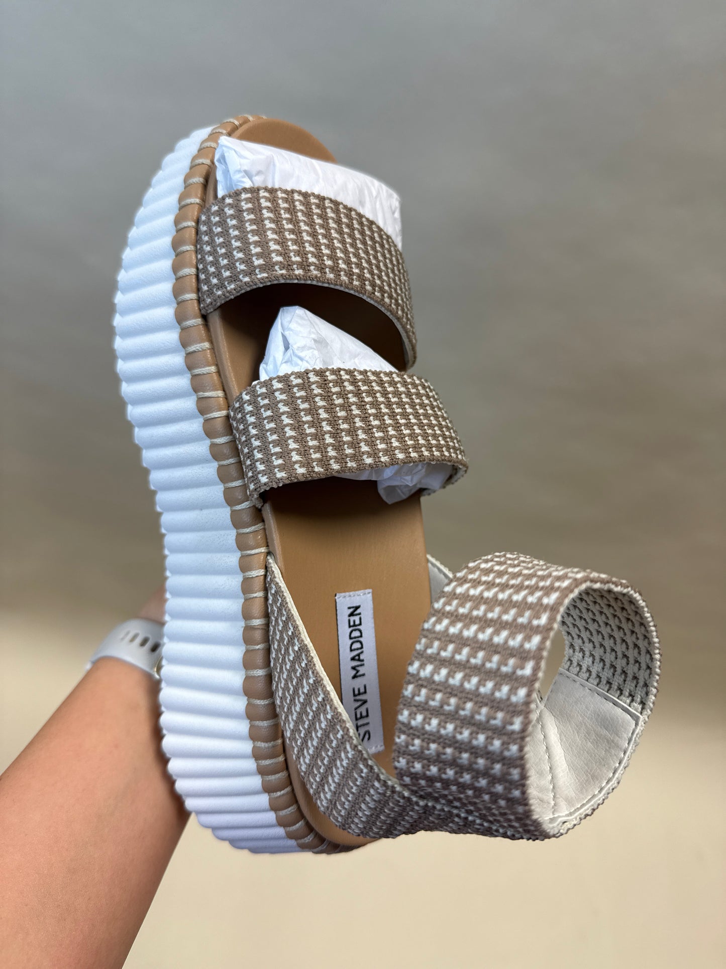 SHELLE TAUPE PLATFORM WEDGES