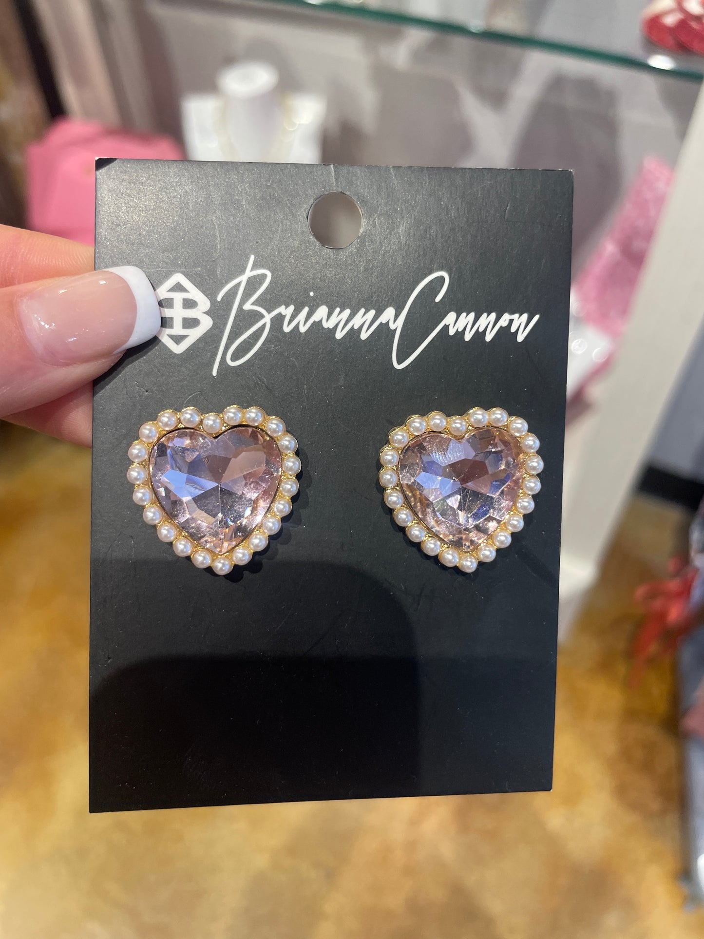 light pink crystal earrings