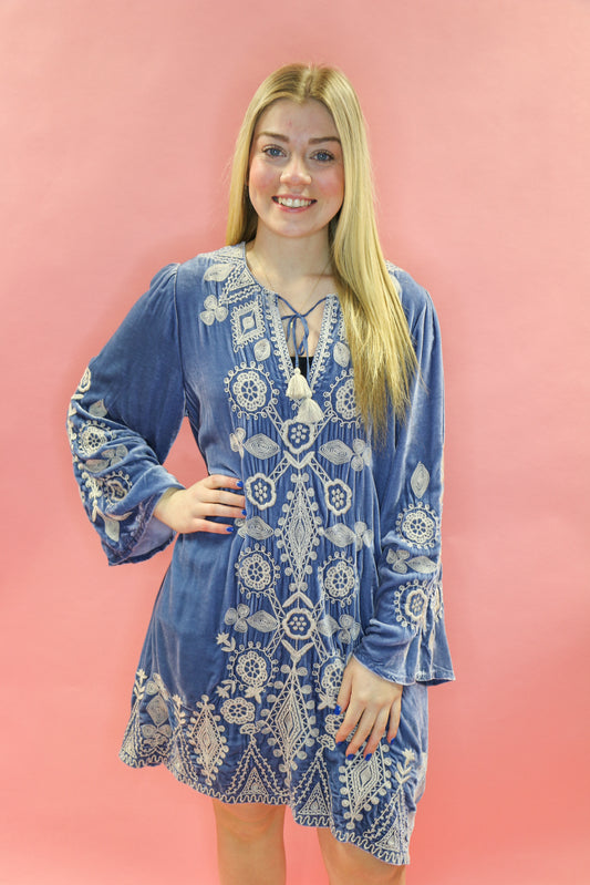 LIONA VELVET KIMONO SLEEVE DRESS