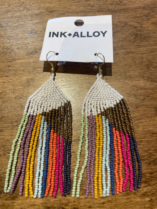 BEADED FRINGE WHITE RAINBOW