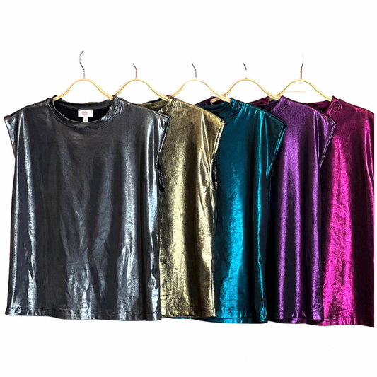 METALLIC TOP CREW NECK