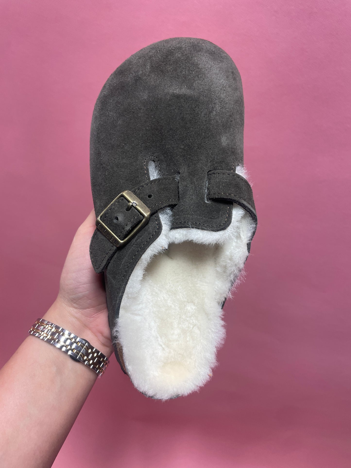 Boston Fur Mocha Clog