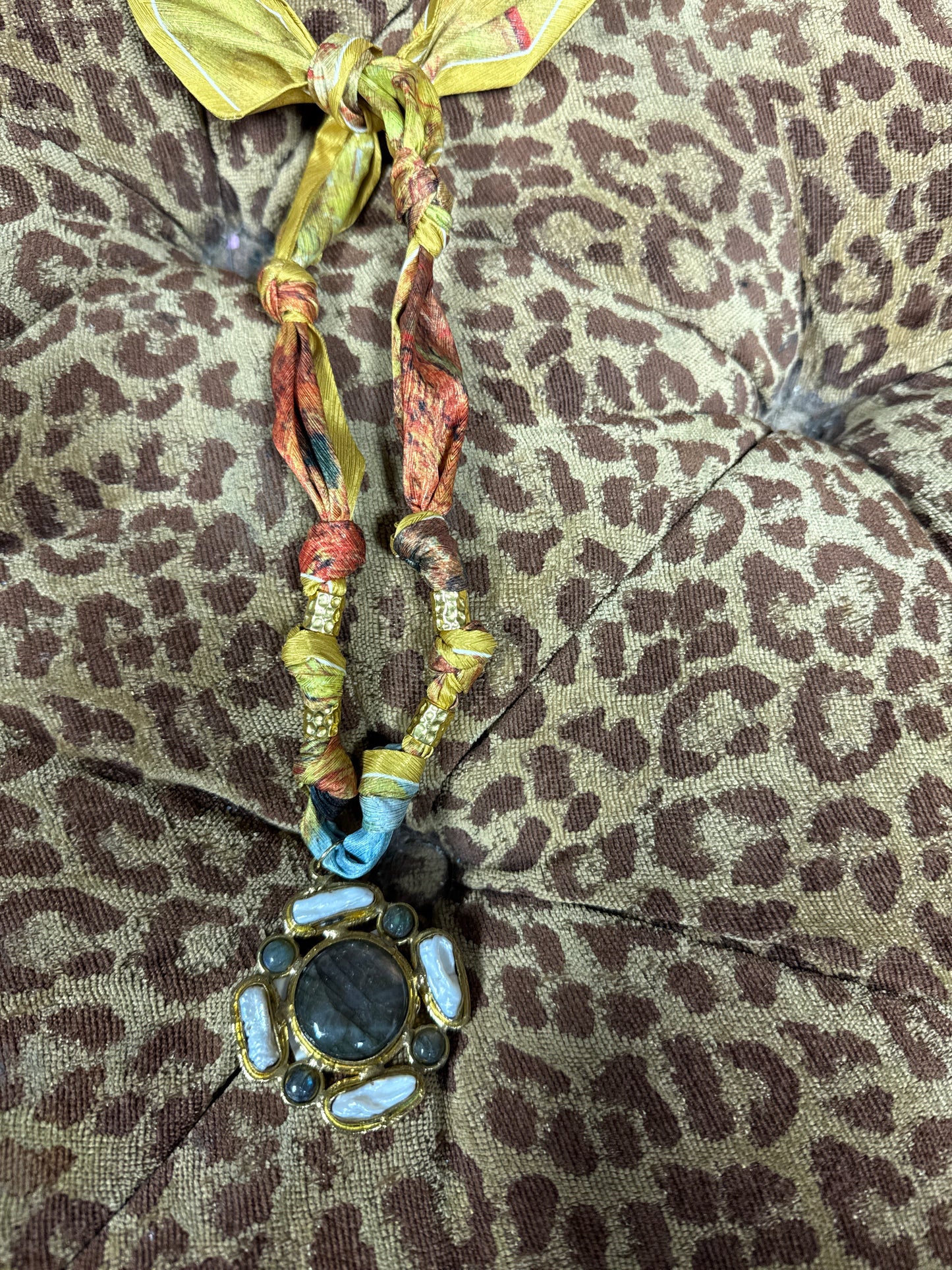 chunky gem scarf necklace
