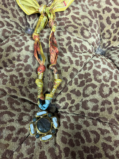 chunky gem scarf necklace