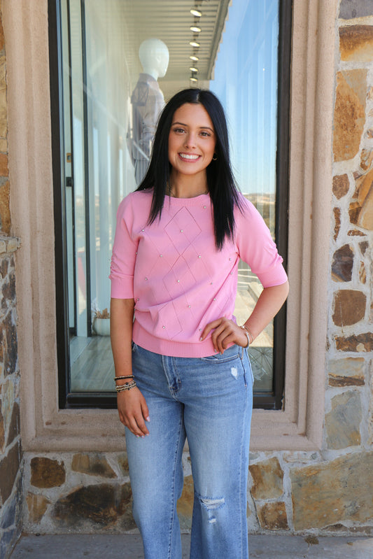 Sweater slv/lss knit embellishment