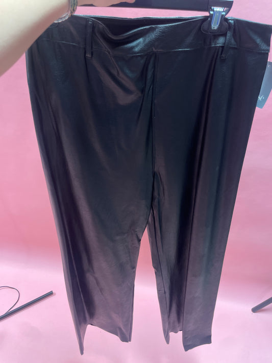 Hi Waist Vegan Leather Wide Leg Pants
