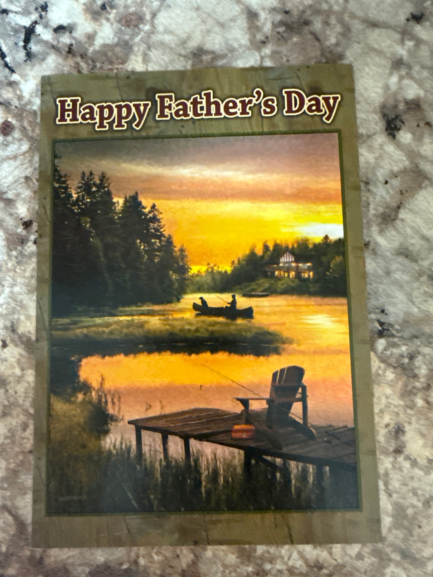 Happy fathers day lake view card