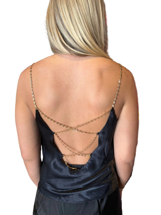 Black chain cami top