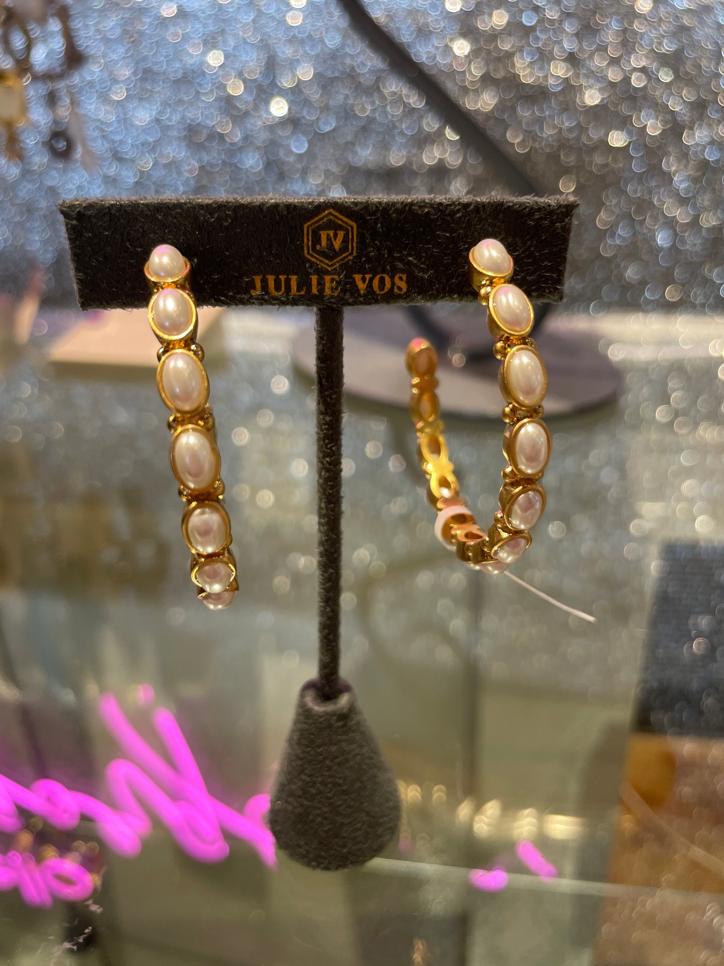 MYKONOS HOOP GLD PEARL