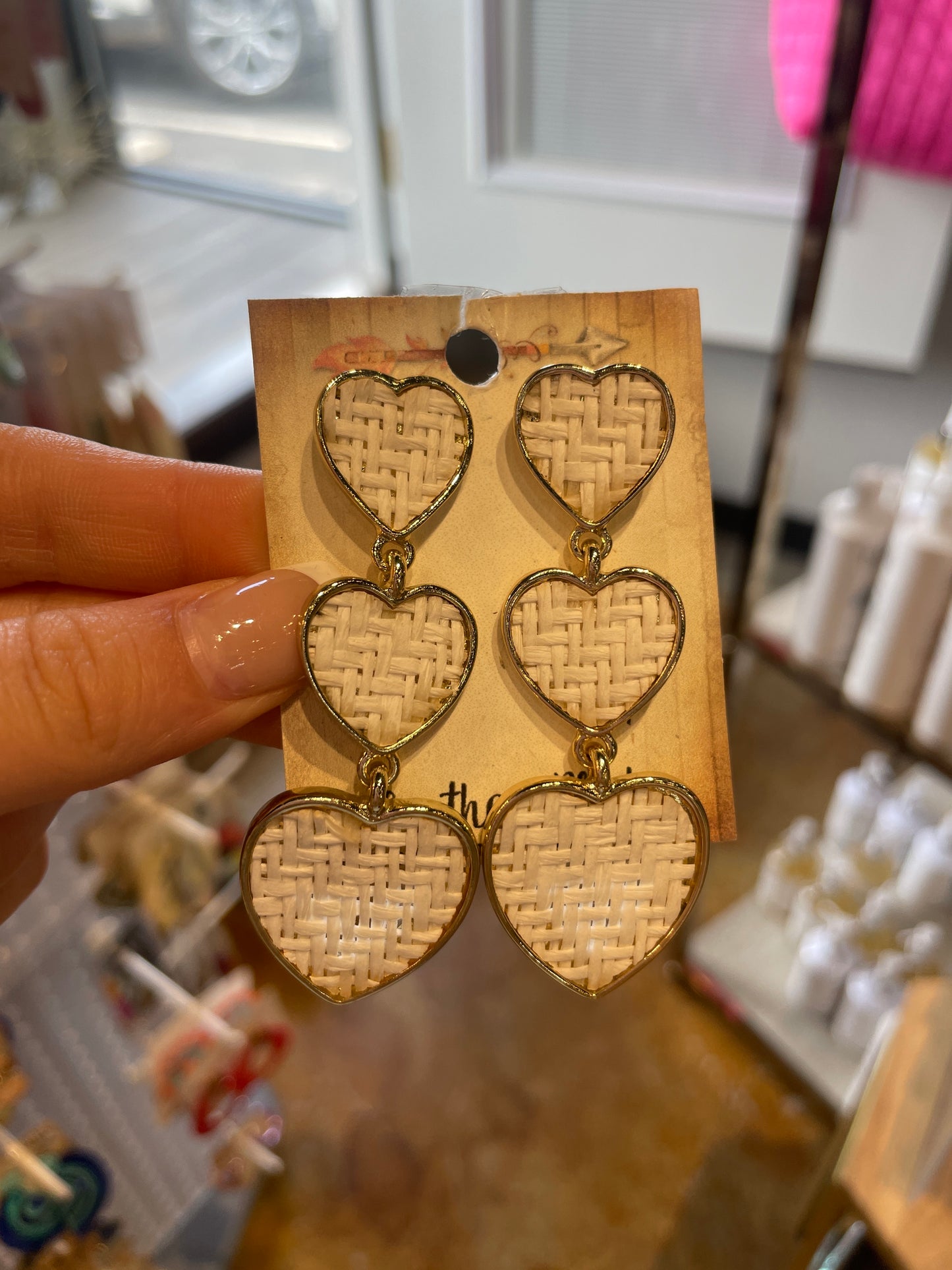 white heart earrings