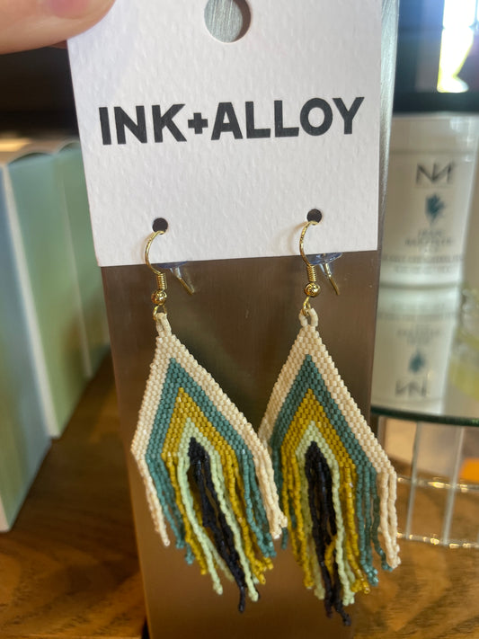 TRIANGLE BEADED FRINGE TEAL