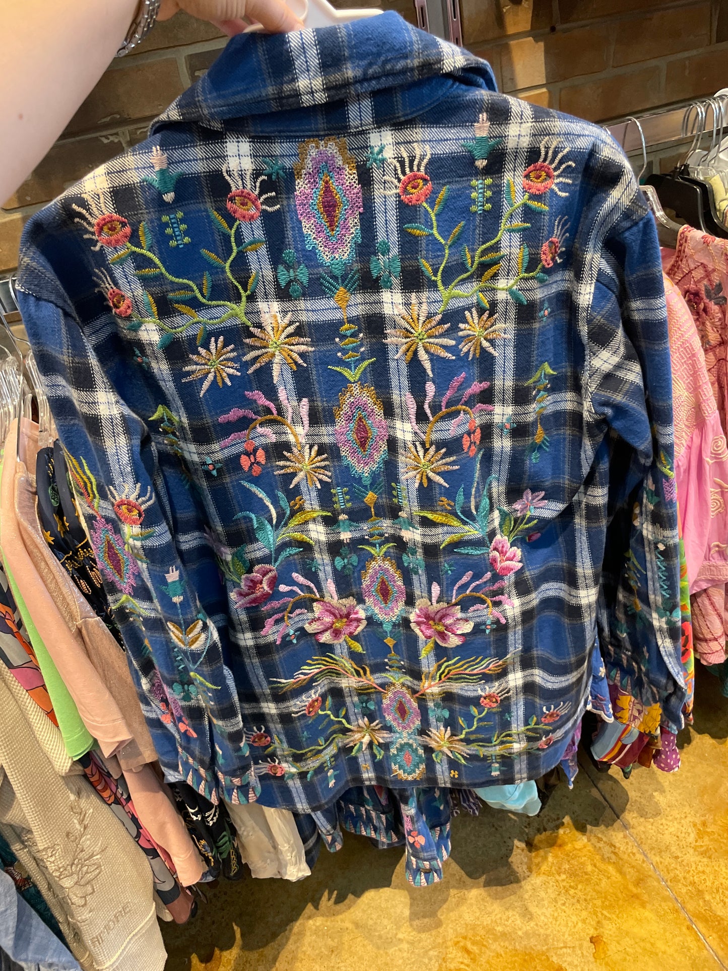Johnny Was plaid oversized shirt
