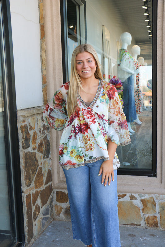 Multi Floral Flowy Blouse