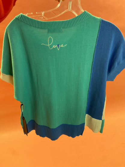 Blue Multi Color Block Sweater