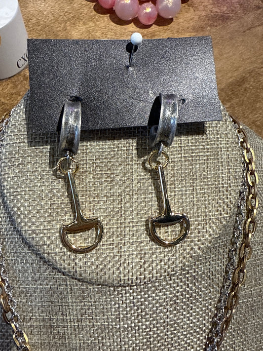 GOLD AND SILVER SNAFFLE EARRINGS