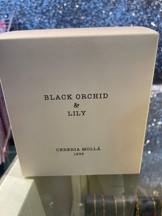 giant black orchid & lily candle