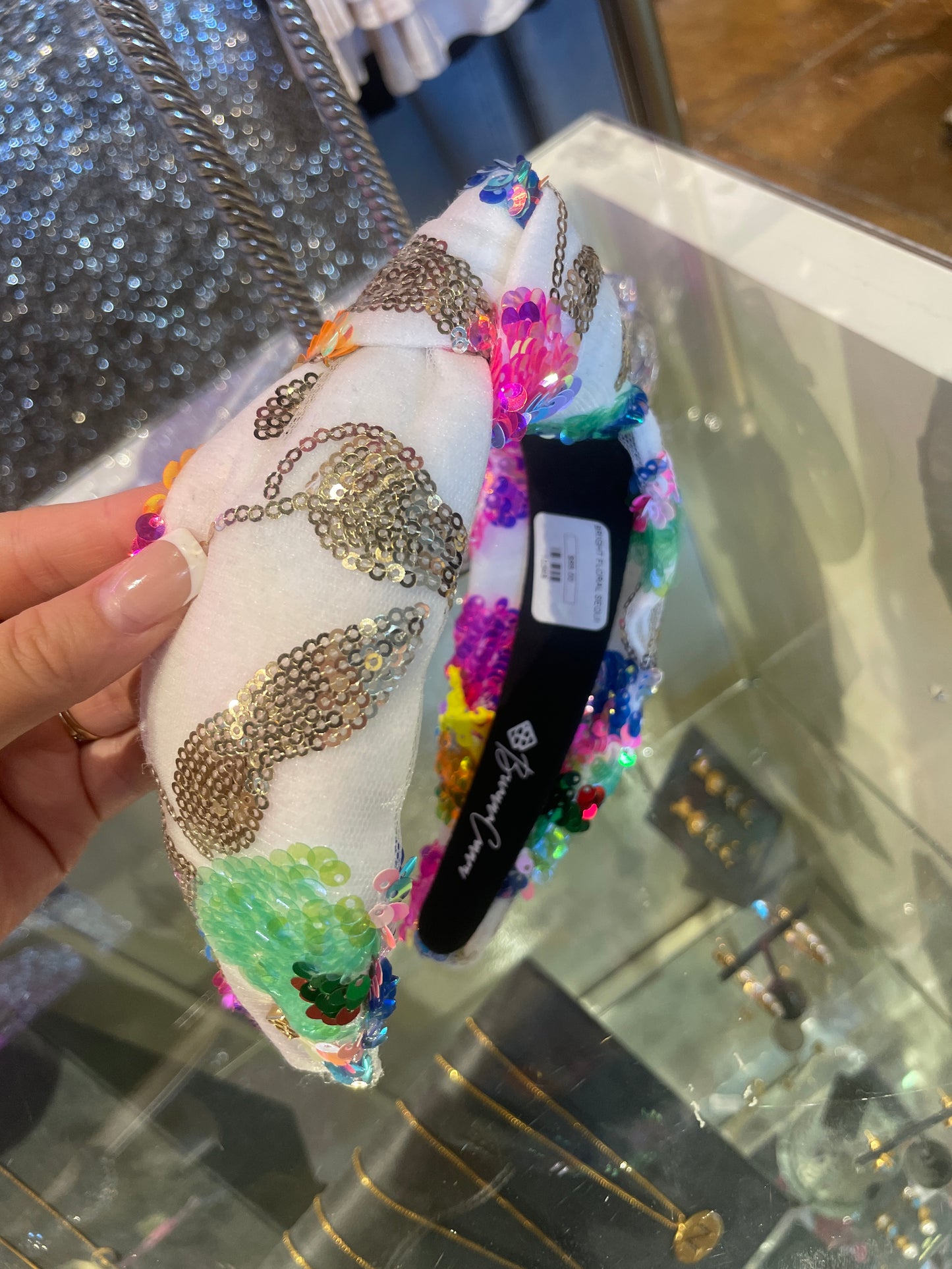 BRIGHT FLORAL SEQUIN HEADBAND