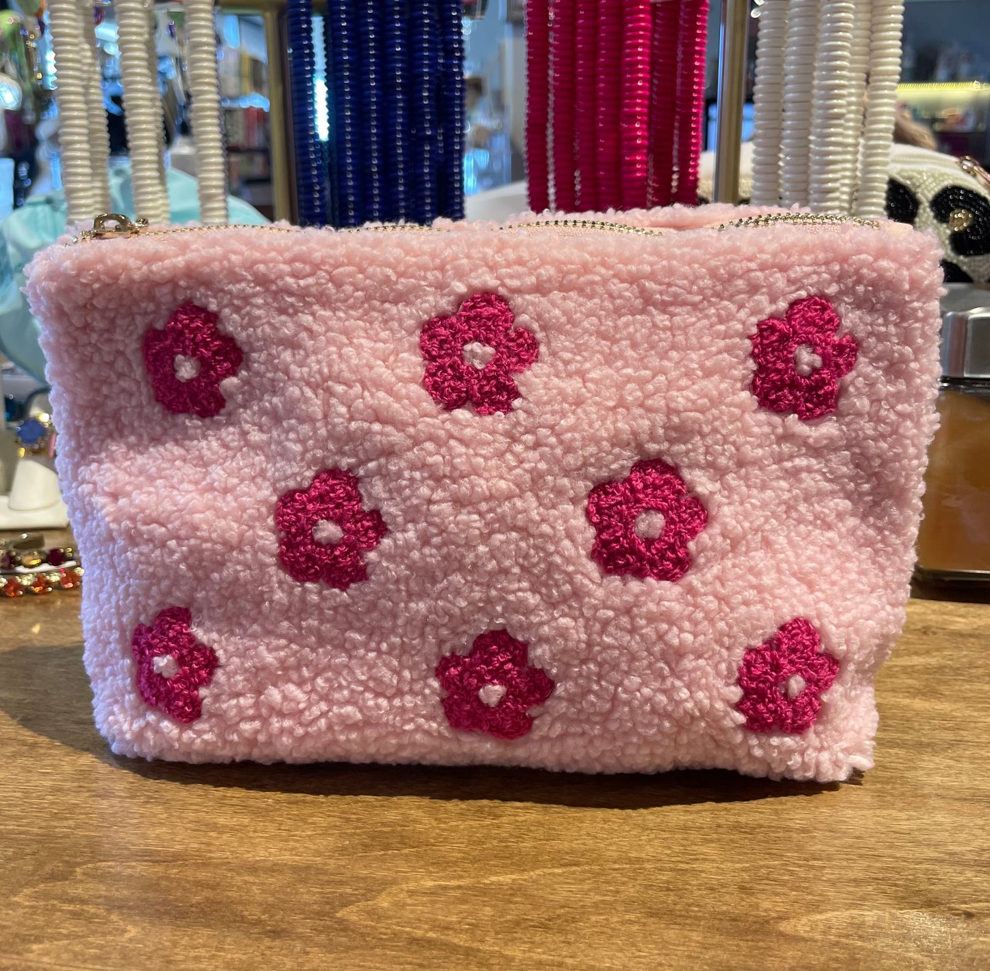 PINK FLORAL TEDDY POUCH