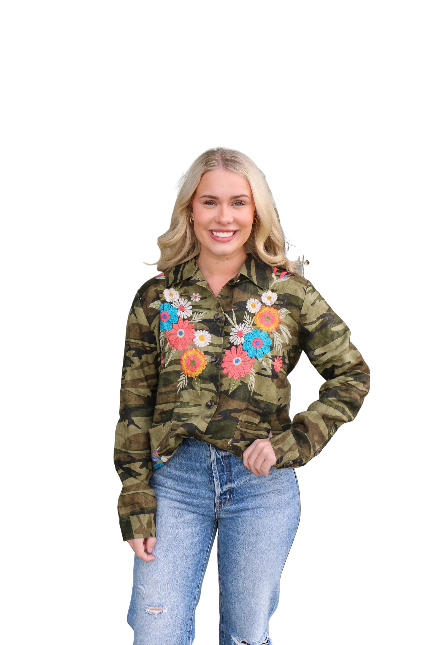 MOLLY CAMO LINEN JACKET