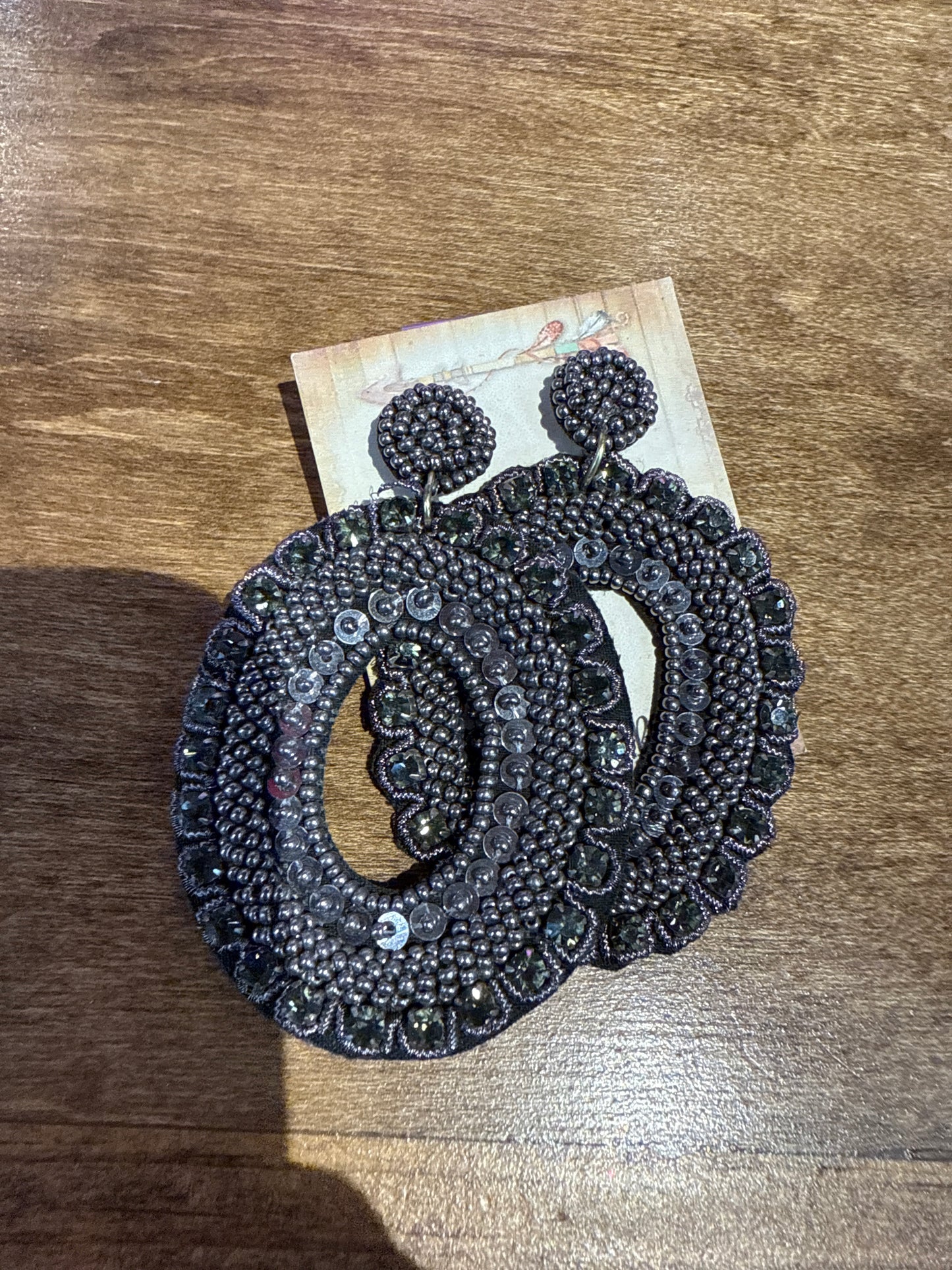 Grey sequin earring