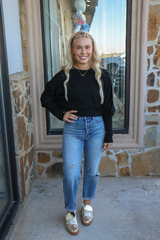 Black dolman sleeve sweater