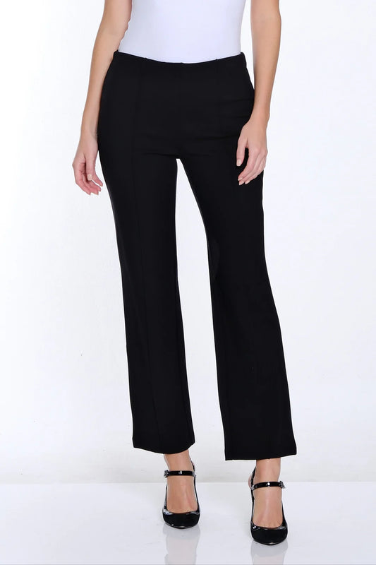 Black elastic waist flare ankle pants