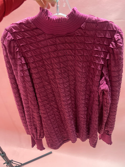 JERSEY BERRYTOP MOCK NECK BLOUSE