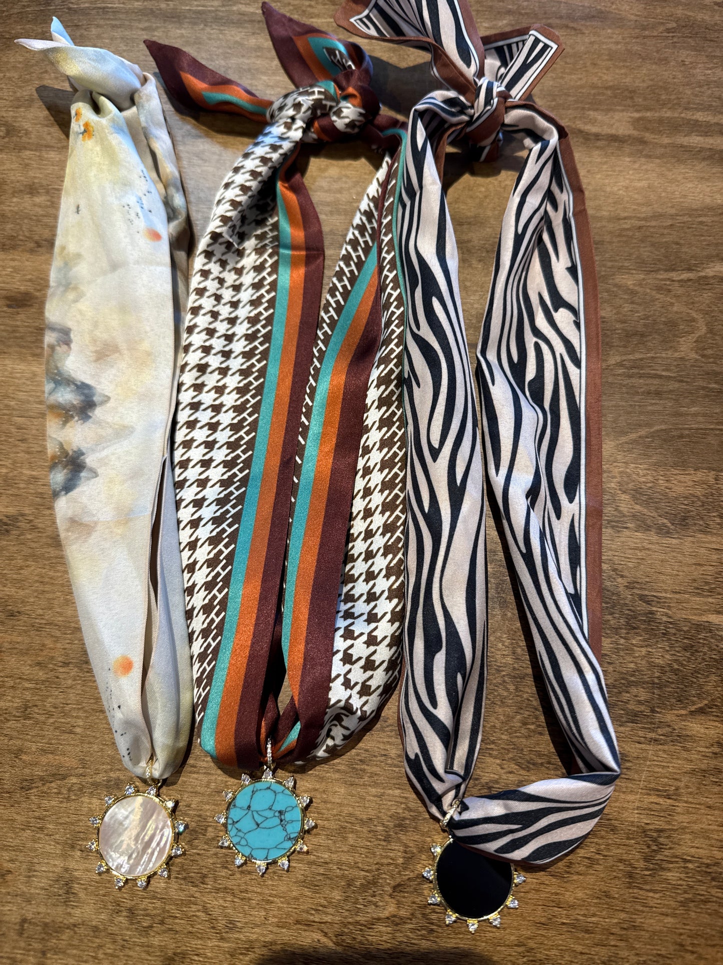 Gemstone Sun on Scarf Necklace