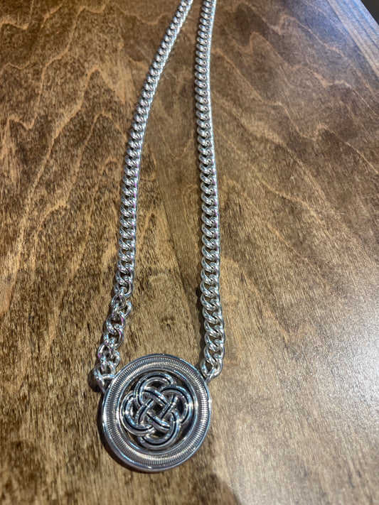 interlock silver necklace