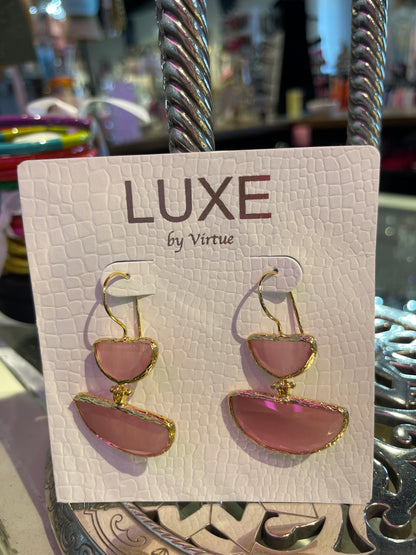 Regina Double Bezel Drop Stone Earring