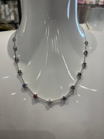 RED WHITE AND BLUE NECKLACE