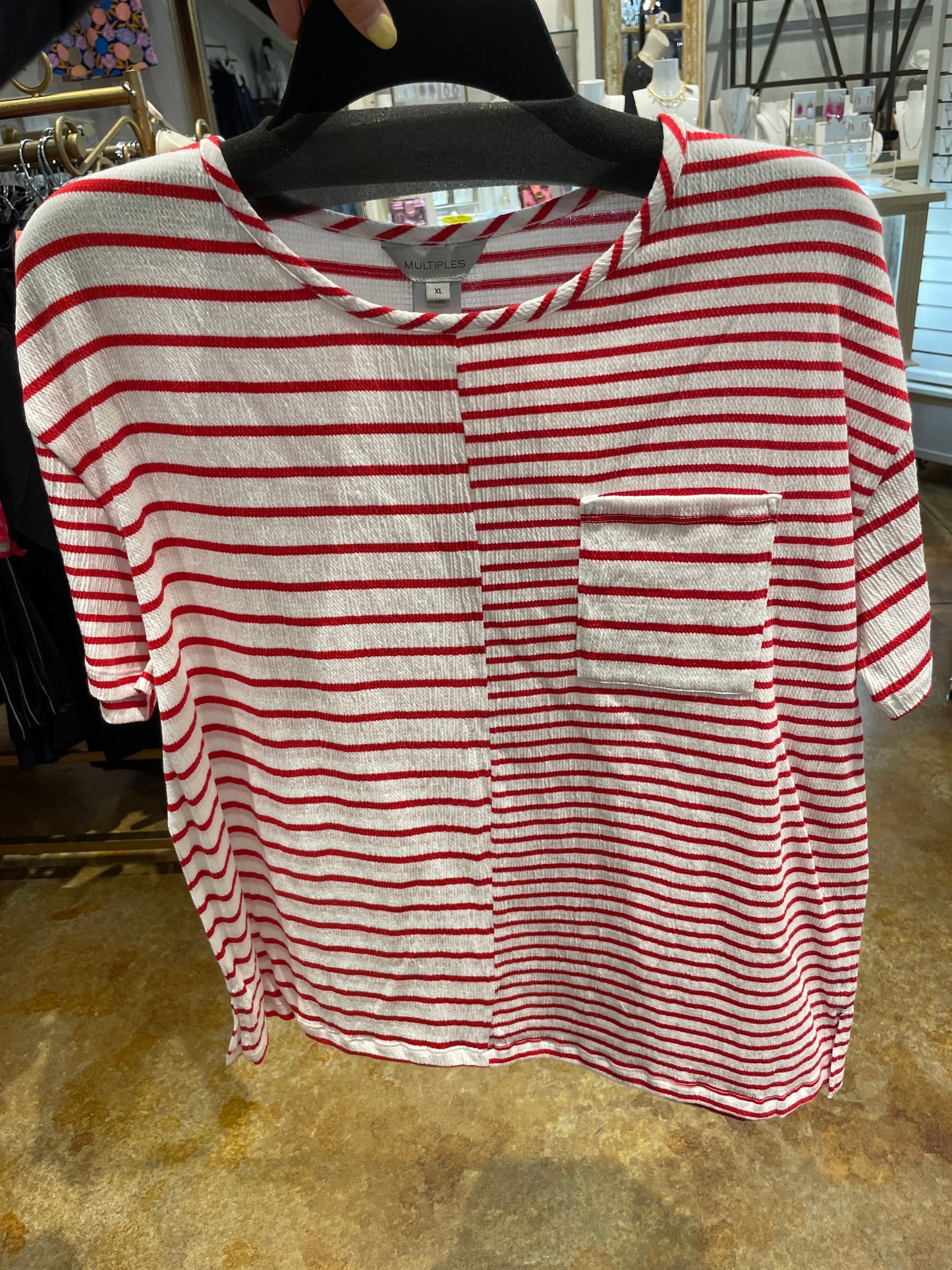 S/S Drop Shldr Scoop Nk 1-Pkt boxy Top