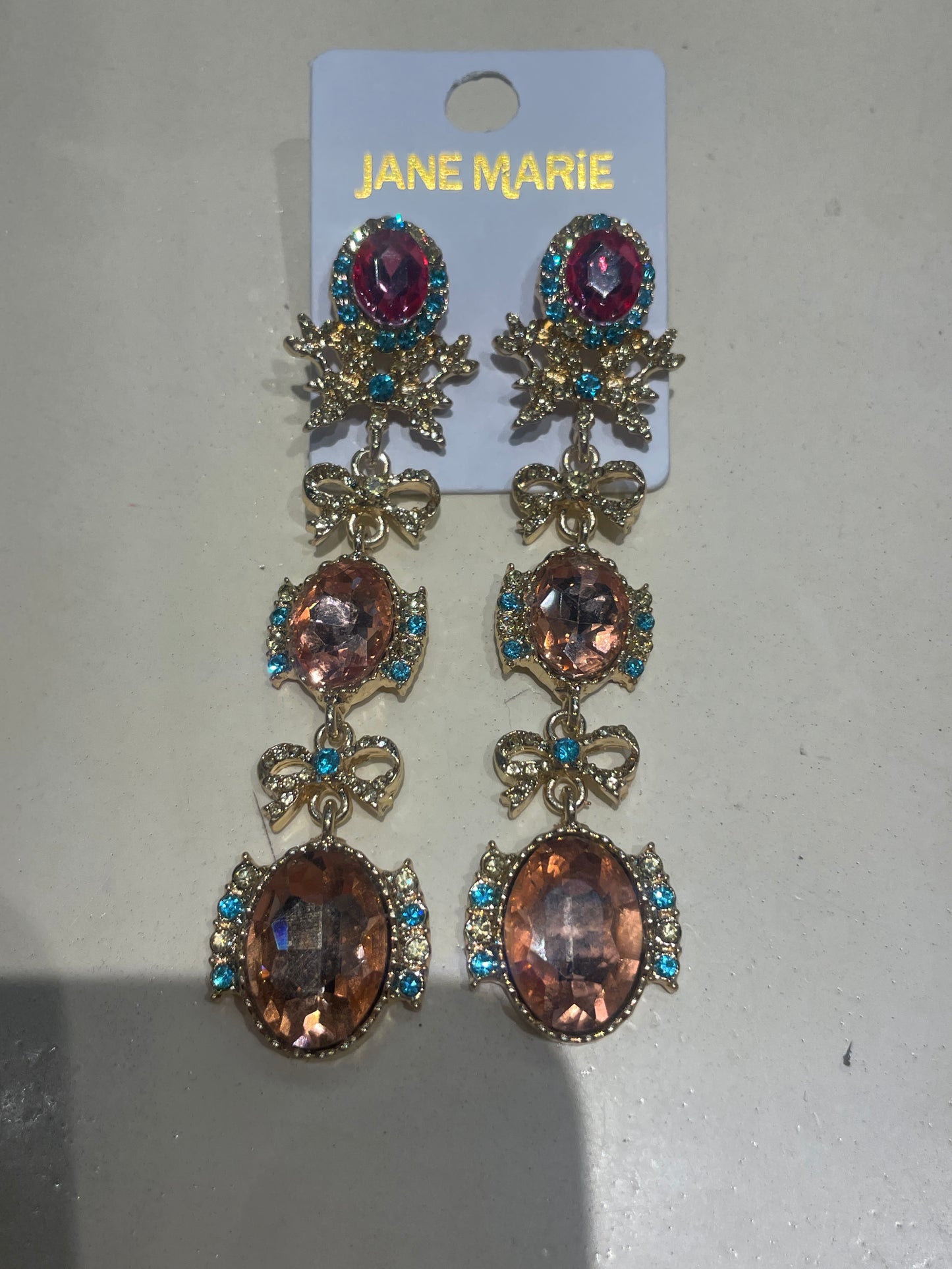 jane marie long crystal earrings