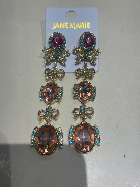 jane marie long crystal earrings