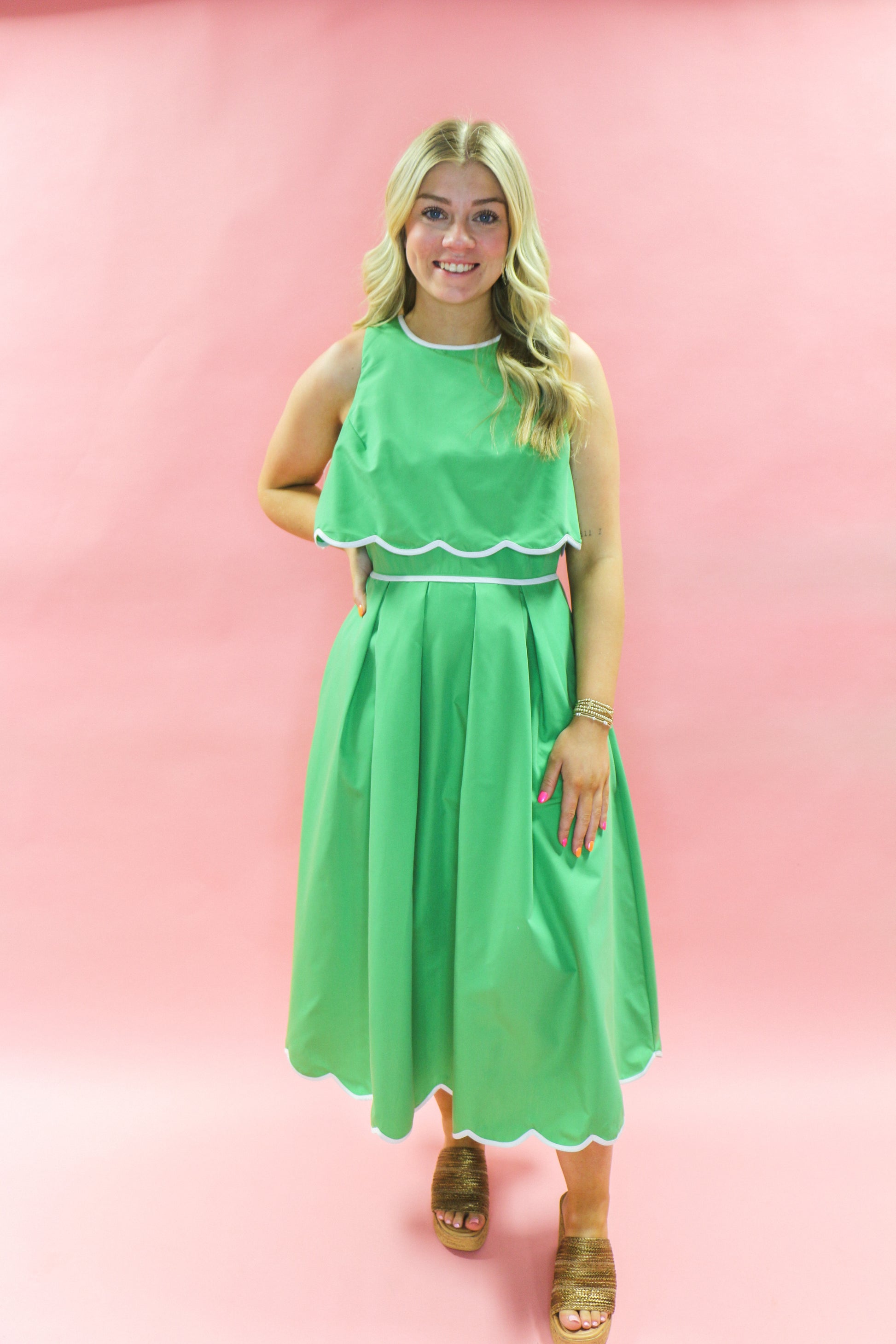 slim fit dress slacks Women's Pink & Green Floral Maxi Dress