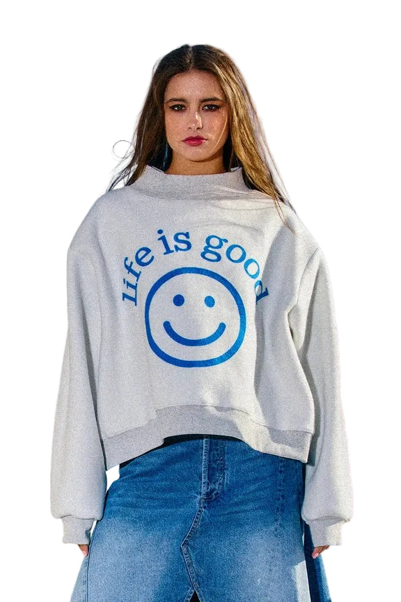 Reversible graphic mockneck