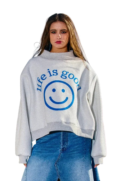 Reversible graphic mockneck