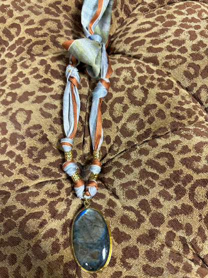 chunky gem scarf necklace