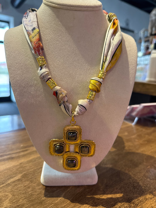 Vibrant scarf necklaces