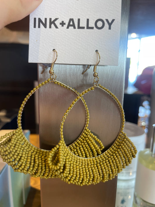 FRINGE HOOP SEED BEAD EARRING~3