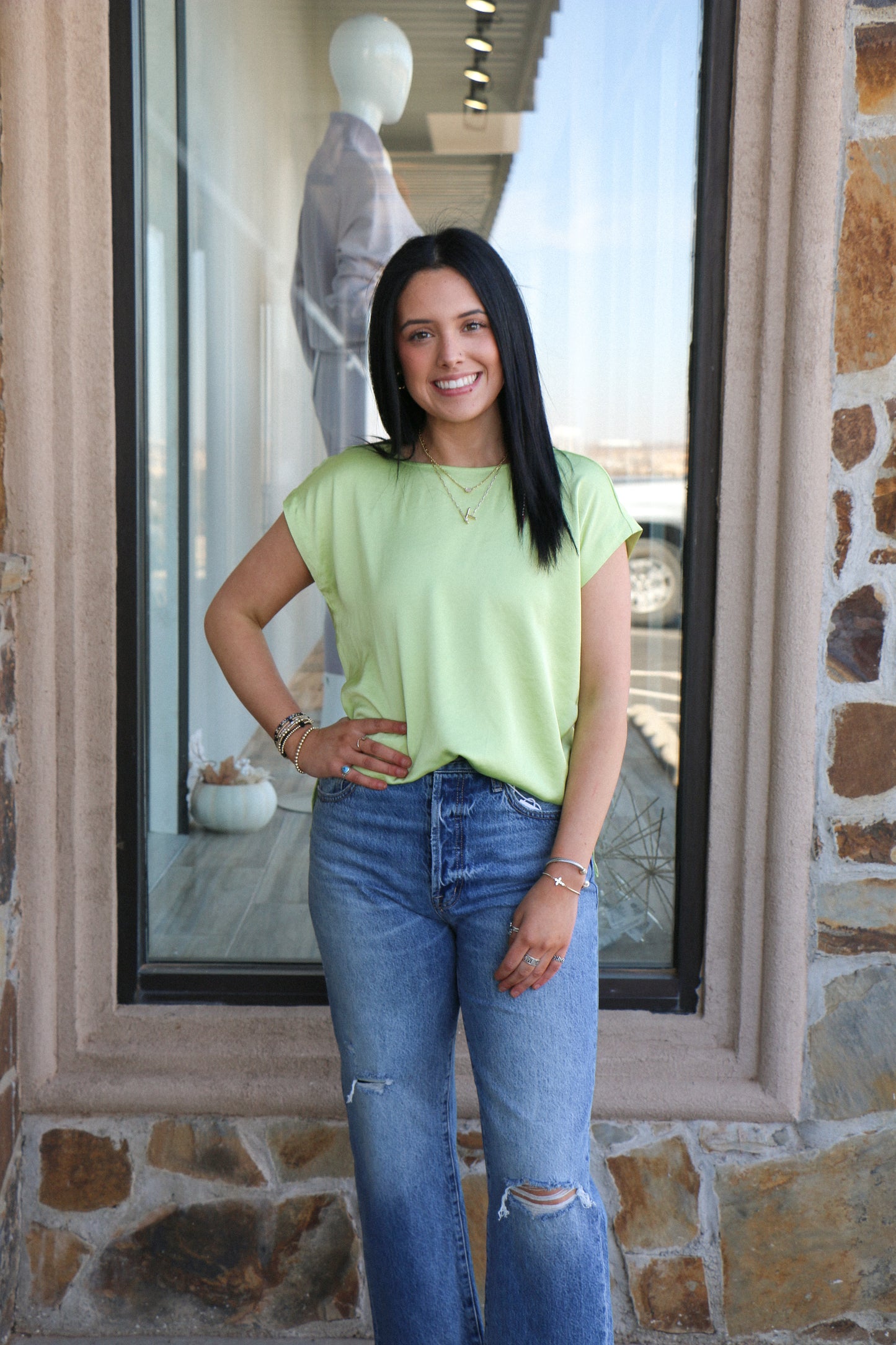 Satin R-neck Blouse